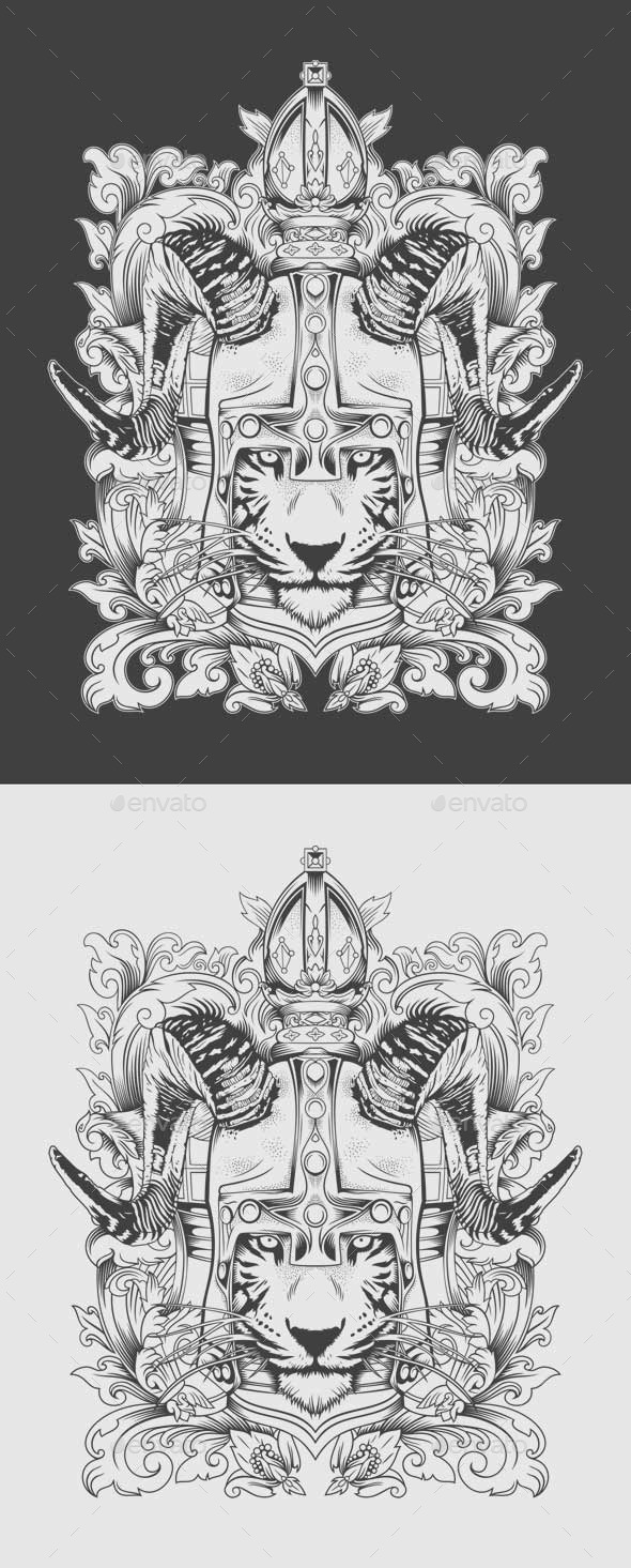 GraphicRiver Tiger Viking Illustration 10601100 GraphicRiver Tiger Viking Illustration 10601100