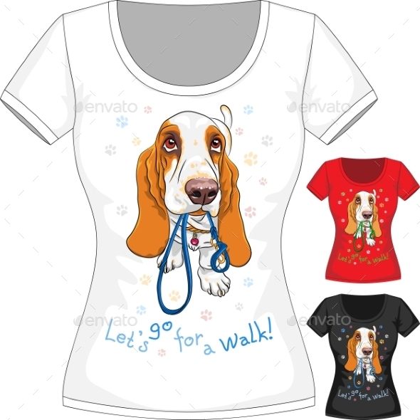 GraphicRiver T-Shirt with Basset Hound 10601851 GraphicRiver T-Shirt with Basset Hound 10601851