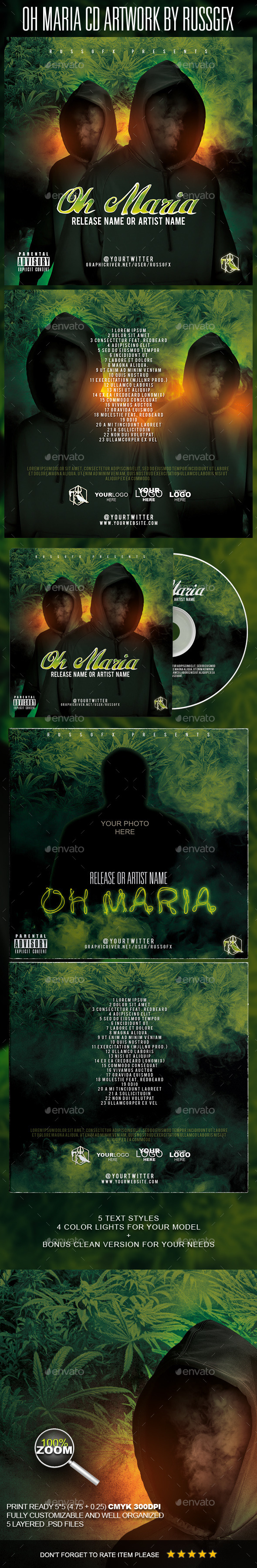 Oh Maria PSD CD Artwork Cover Template (CD & DVD Artwork)