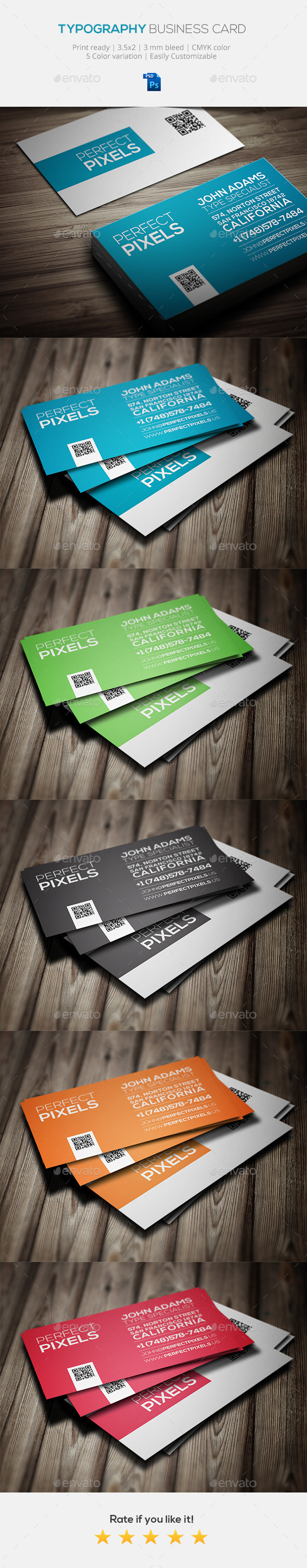 GraphicRiver Typography Business Card Template 10605610 GraphicRiver Typography Business Card Template 10605610