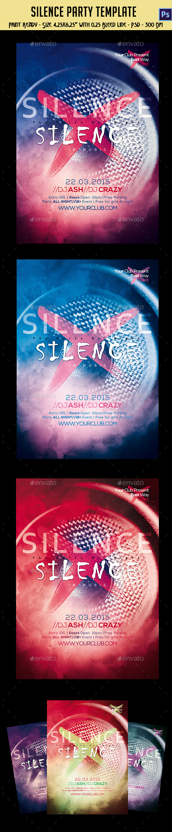 Silence Party Flyer Template (Clubs & Parties)