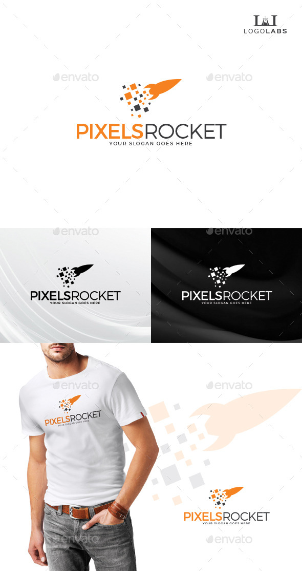 GraphicRiver Pixels Rocket Logo 10610833 GraphicRiver Pixels Rocket Logo 10610833