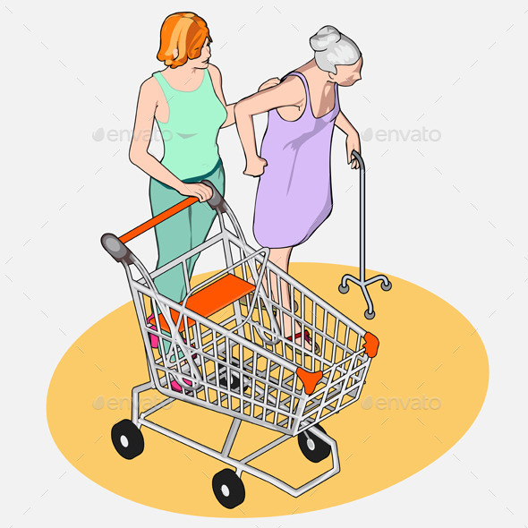 GraphicRiver Isometric Shopping Adult and Senior Women 10612301 GraphicRiver Isometric Shopping Adult and Senior Women 10612301