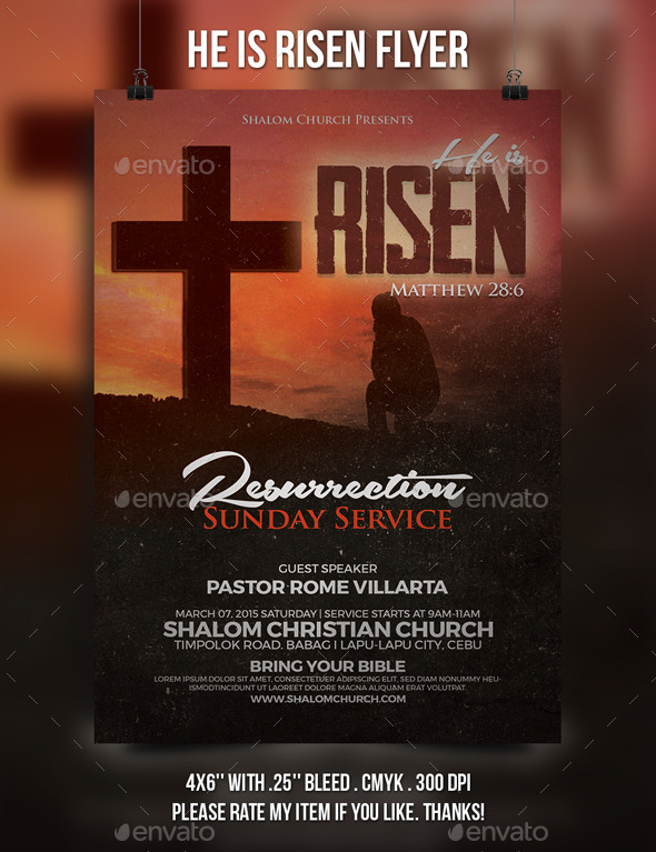 GraphicRiver He is Risen Church Flyer 10614318 GraphicRiver He is Risen Church Flyer 10614318