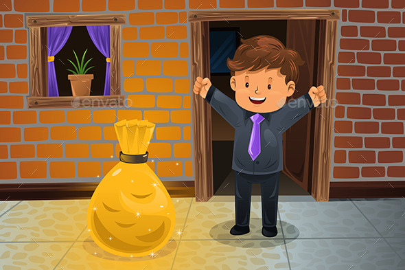 GraphicRiver Man Finding a Bag of Money 10614430 GraphicRiver Man Finding a Bag of Money 10614430