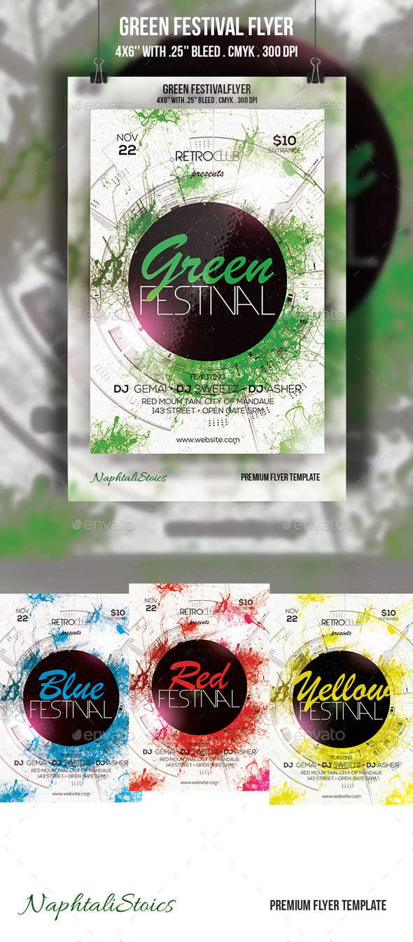 Retro Green Festival Flyer (Clubs & Parties)