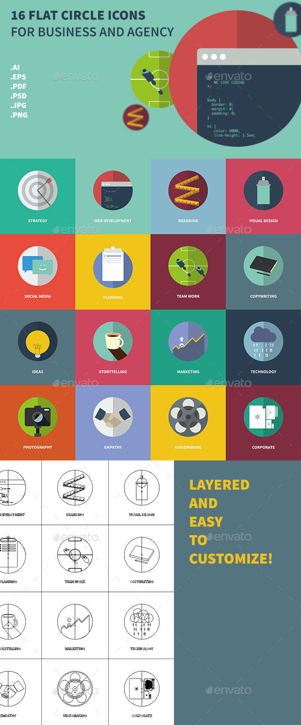 GraphicRiver Flat Circle Icons for a Business and Agency 10554461 GraphicRiver Flat Circle Icons for a Business and Agency 10554461