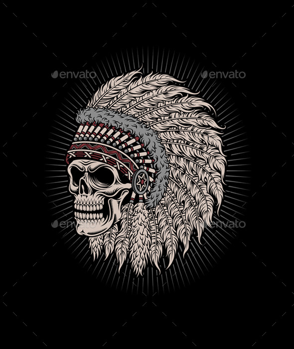 GraphicRiver Native American Indian Chief Skull 10617371 GraphicRiver Native American Indian Chief Skull 10617371