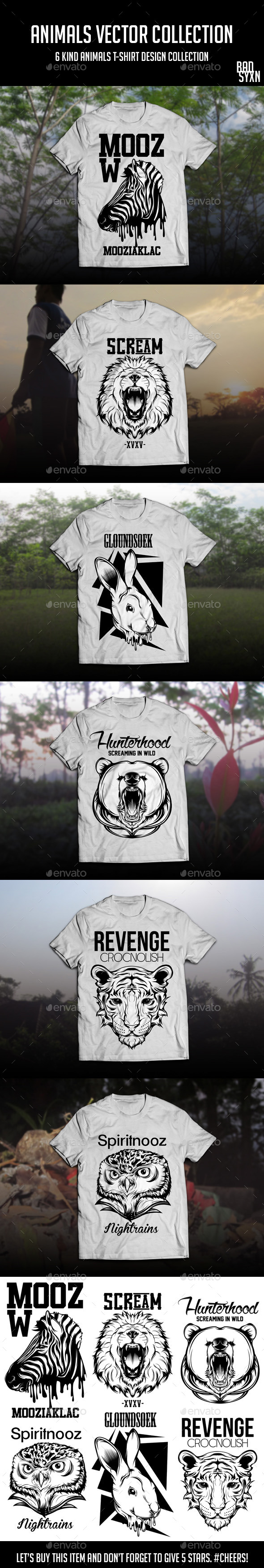 GraphicRiver Animal T-Shirt Design Collection 10621422 GraphicRiver Animal T-Shirt Design Collection 10621422