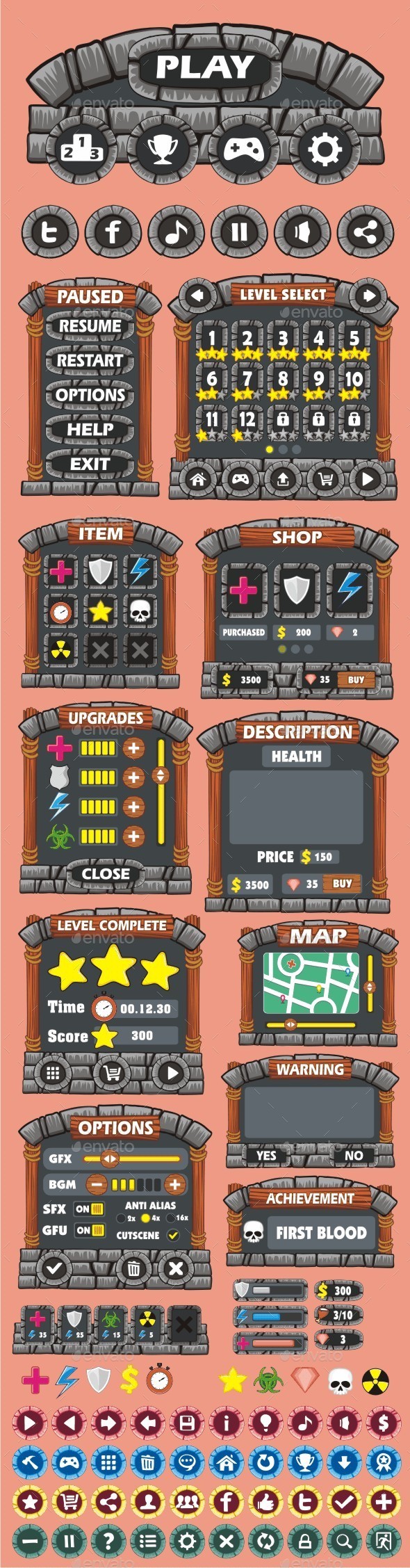 GraphicRiver cartoon game gui pack 15 10622807 GraphicRiver cartoon game gui pack 15 10622807