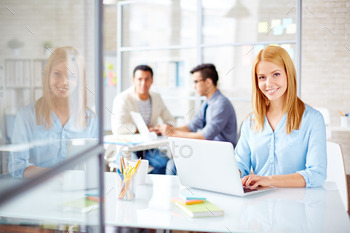 Pretty woman in office