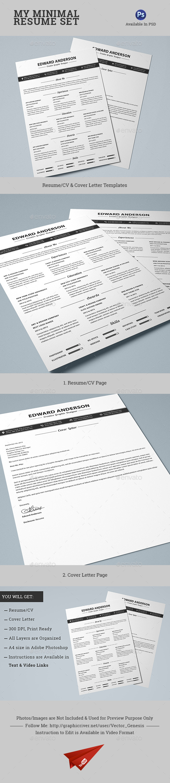 GraphicRiver 2 Pages Minimal Resume CV Set 10624192 GraphicRiver 2 Pages Minimal Resume CV Set 10624192