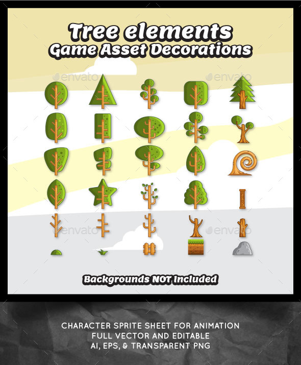 GraphicRiver Tree Vector for Game Decorations 10628182 GraphicRiver Tree Vector for Game Decorations 10628182