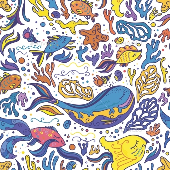 GraphicRiver Bright Sea Doodle Pattern 10628294 GraphicRiver Bright Sea Doodle Pattern 10628294