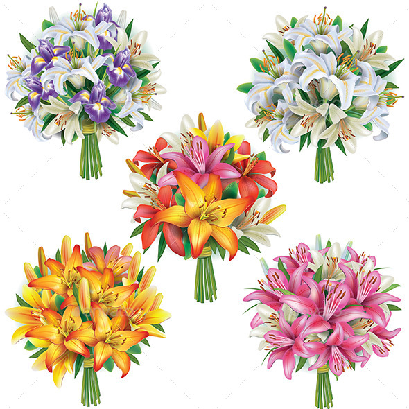 GraphicRiver Set of Lilies Bouquets 10628661 GraphicRiver Set of Lilies Bouquets 10628661