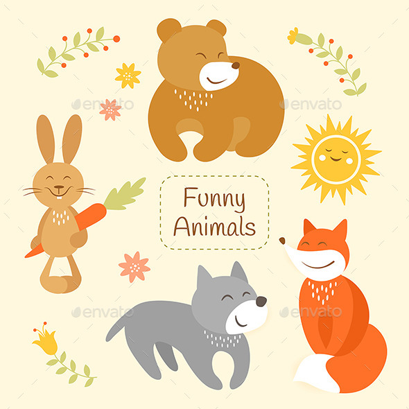 GraphicRiver Cartoon Animals Set 10629287 GraphicRiver Cartoon Animals Set 10629287