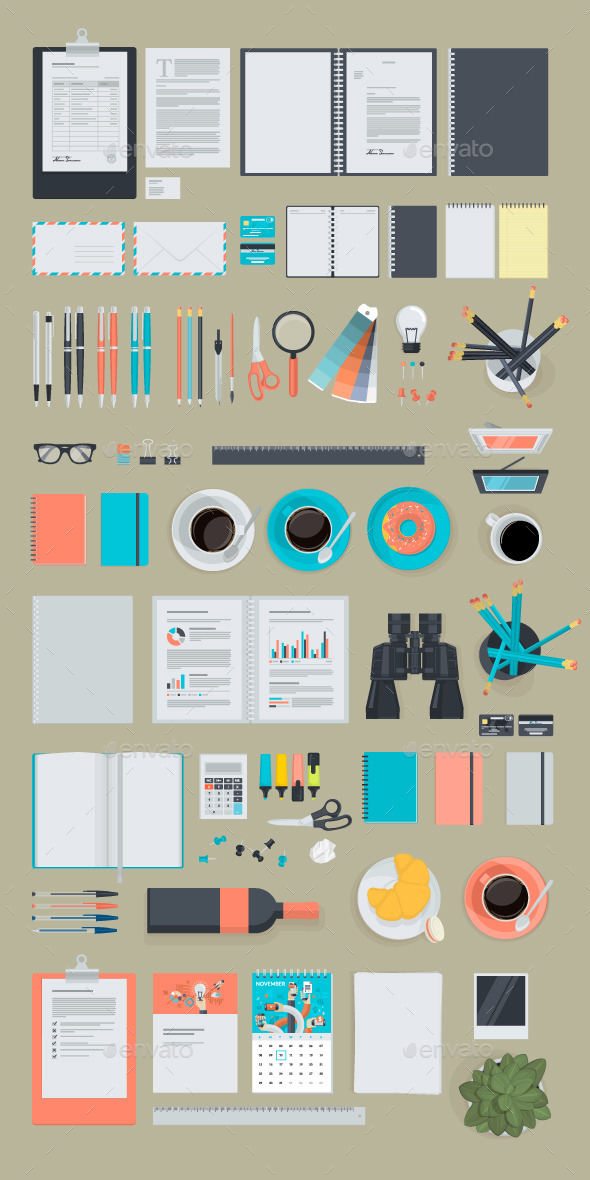 GraphicRiver Set of Flat Design Business Items 10630029 GraphicRiver Set of Flat Design Business Items 10630029