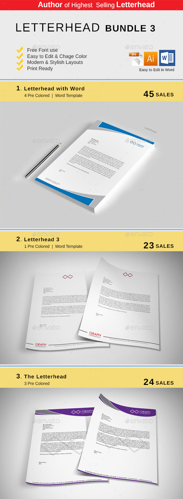 GraphicRiver Letterhead Bundle 10632024 GraphicRiver Letterhead Bundle 10632024