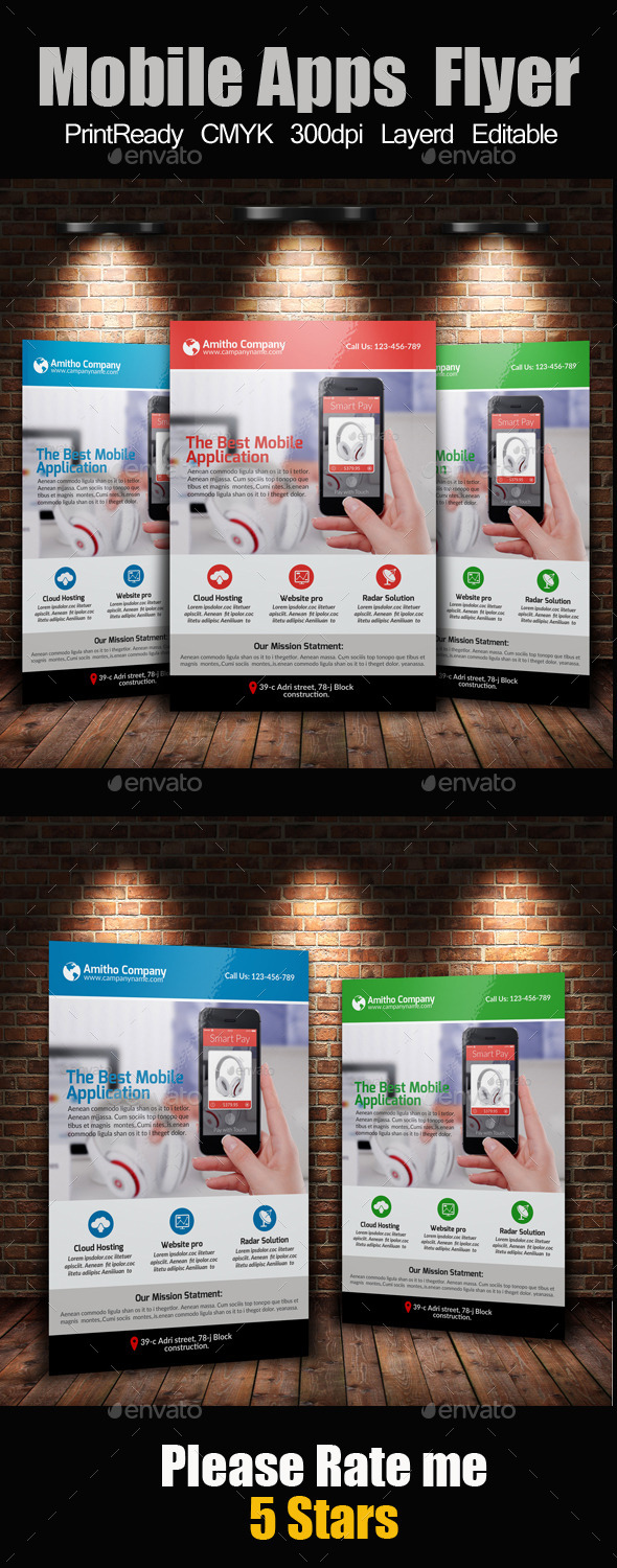 GraphicRiver Mobile Apps Promotion Flyer Template 10635190 GraphicRiver Mobile Apps Promotion Flyer Template 10635190