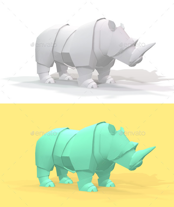 GraphicRiver Polygon Origami Rhino 10636684 GraphicRiver Polygon Origami Rhino 10636684