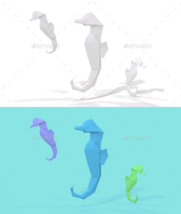 GraphicRiver Polygon Origami Seahorse 10636722 GraphicRiver Polygon Origami Seahorse 10636722