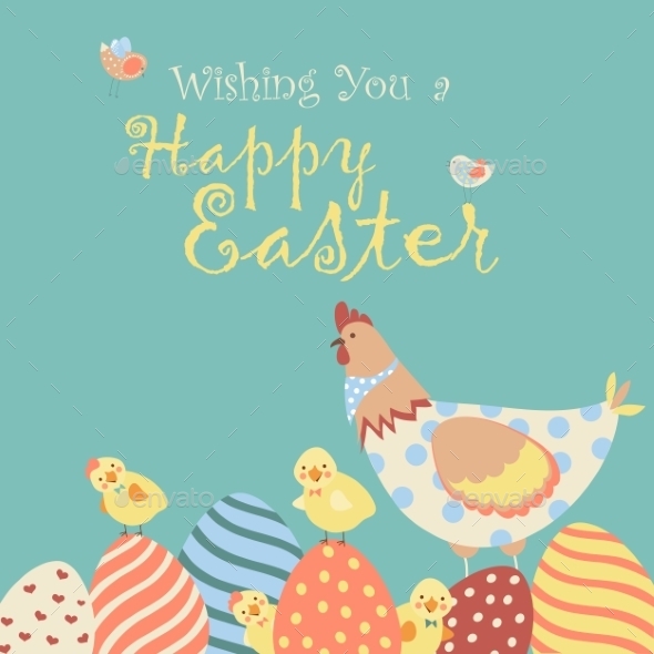 GraphicRiver Easter Chicken with Easter Eggs 10638018 GraphicRiver Easter Chicken with Easter Eggs 10638018