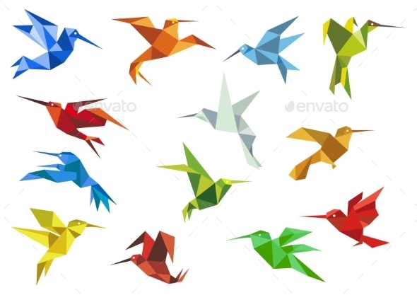 GraphicRiver Abstract Origami Hummingbirds 10640631 GraphicRiver Abstract Origami Hummingbirds 10640631