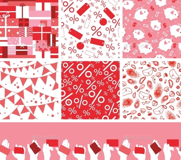 GraphicRiver Set of Seven Sale and Shopping Patterns 10641693 GraphicRiver Set of Seven Sale and Shopping Patterns 10641693