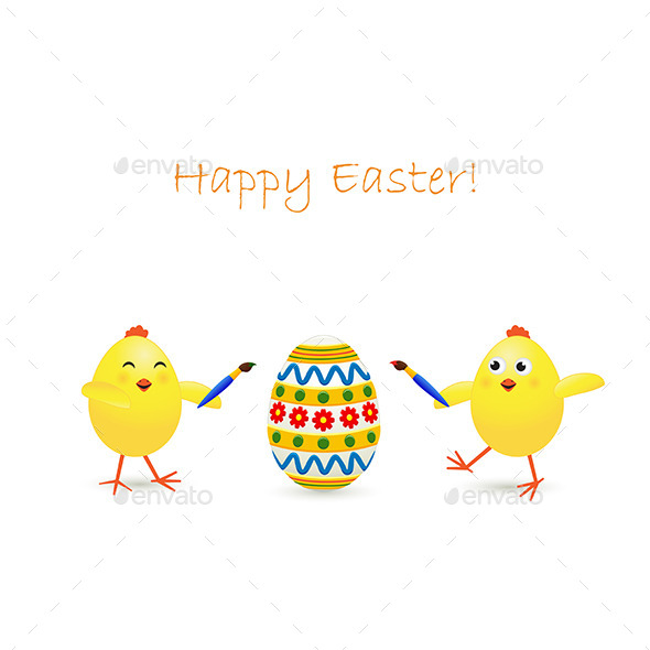 GraphicRiver Easter Egg and Two Chickens 10643164 GraphicRiver Easter Egg and Two Chickens 10643164