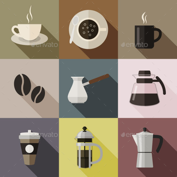 GraphicRiver Flat Coffee Icons 10645444 GraphicRiver Flat Coffee Icons 10645444