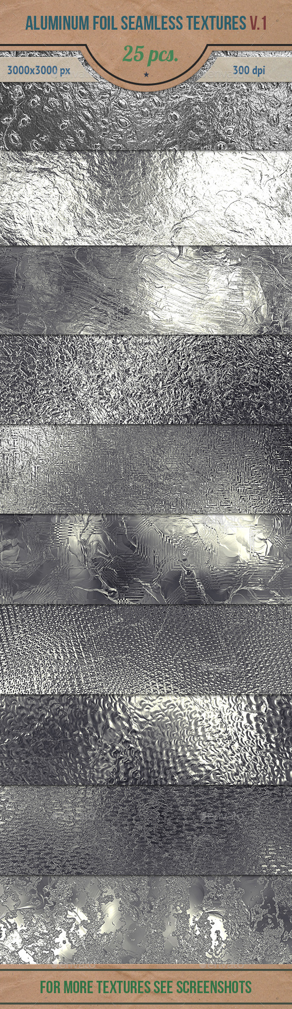 Aluminum Foil Seamless HD Textures Pack v.1 (Metal)