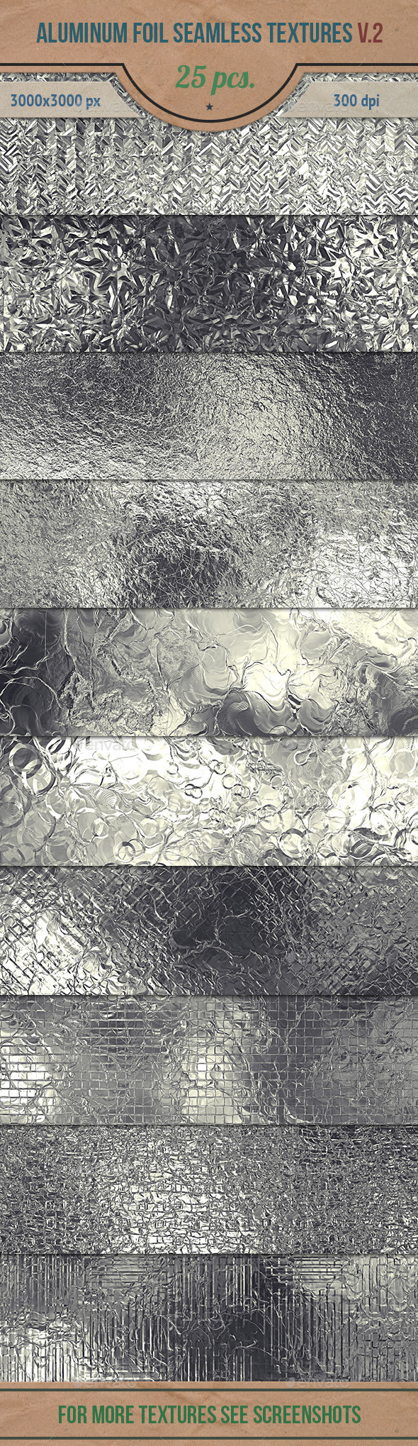 Aluminum Foil Seamless HD Textures Pack v.2 (Metal)