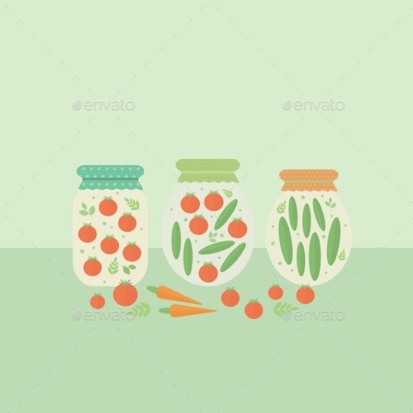 GraphicRiver Glass Jars with Vegetables 10646072 GraphicRiver Glass Jars with Vegetables 10646072