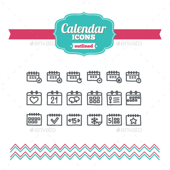 GraphicRiver Hand Drawn Calendar Icons 10646677 GraphicRiver Hand Drawn Calendar Icons 10646677