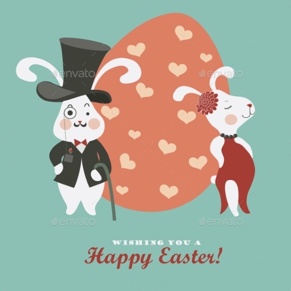 GraphicRiver Easter Bunnies and Easter Egg 10647440 GraphicRiver Easter Bunnies and Easter Egg 10647440