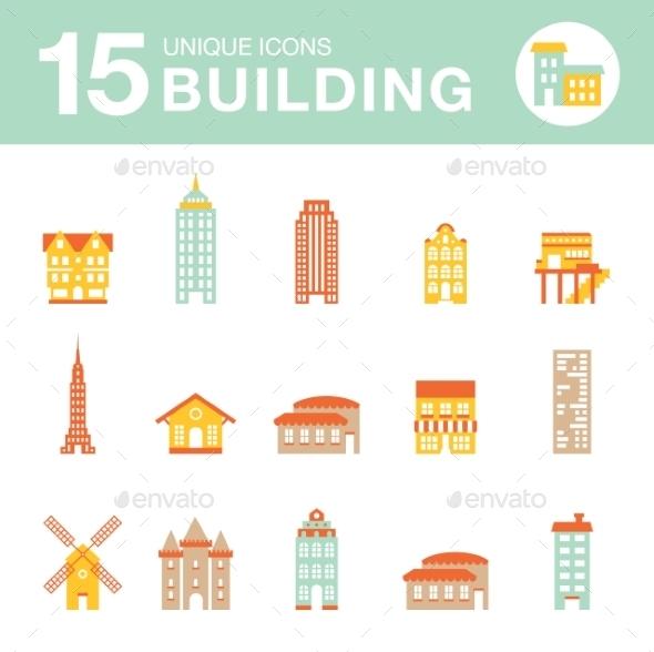 GraphicRiver Set of Icons Houses 10647485 GraphicRiver Set of Icons Houses 10647485