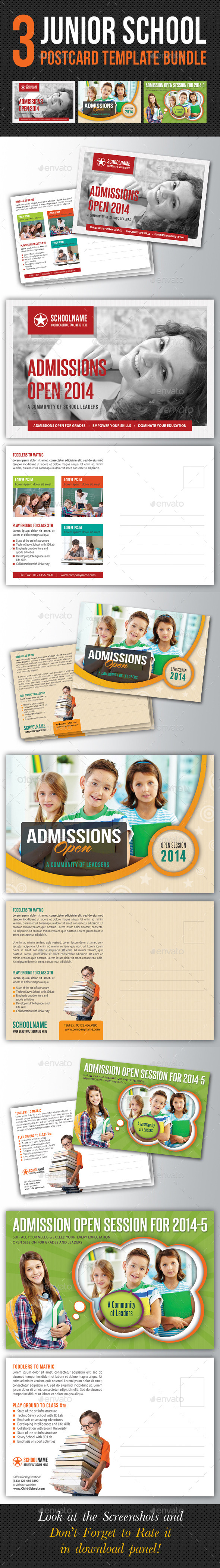 GraphicRiver 3 in 1 Junior School Promotion Postcard Bundle 01 10649458 GraphicRiver 3 in 1 Junior School Promotion Postcard Bundle 01 10649458