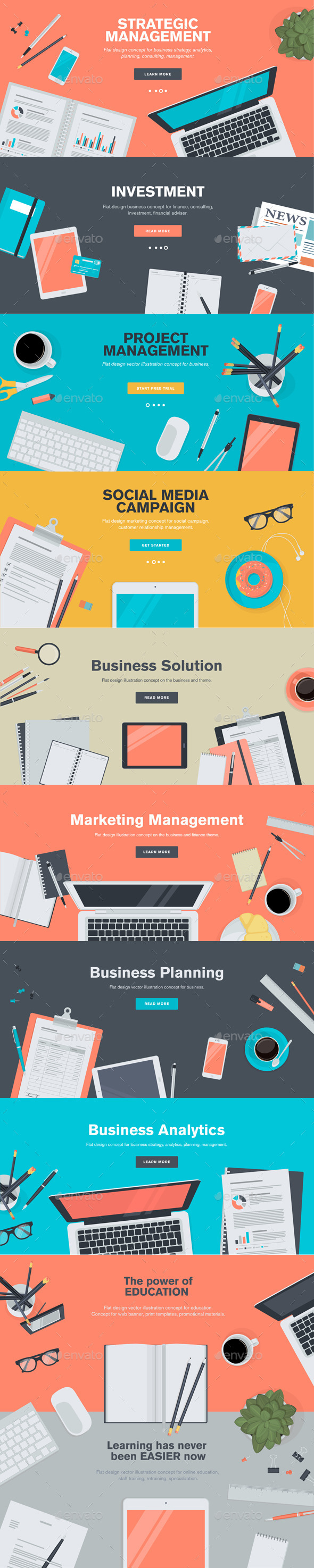 GraphicRiver Set of Flat Design Workspace Banners 10622638 GraphicRiver Set of Flat Design Workspace Banners 10622638