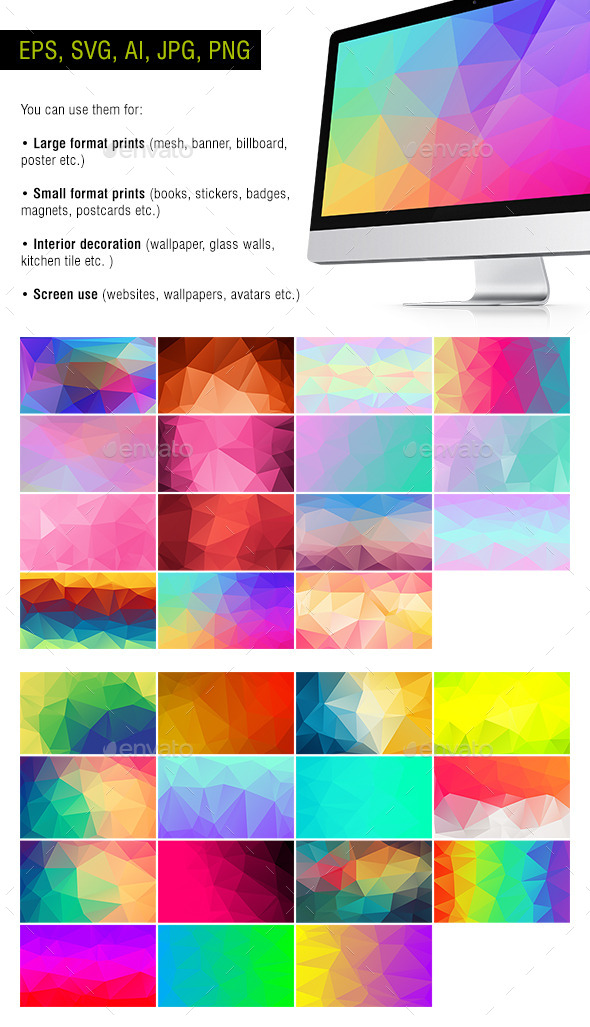 GraphicRiver Polygon Backgrounds Neon #1 Pack of 30 10652954 GraphicRiver Polygon Backgrounds Neon #1 Pack of 30 10652954