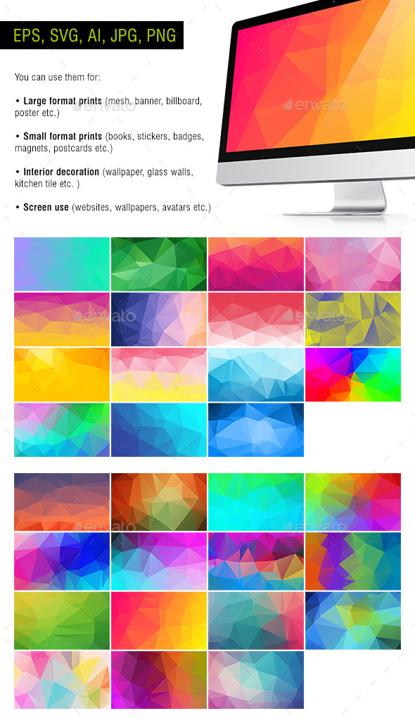 GraphicRiver Polygon Backgrounds Neon #2 Pack of 30 10653225 GraphicRiver Polygon Backgrounds Neon #2 Pack of 30 10653225