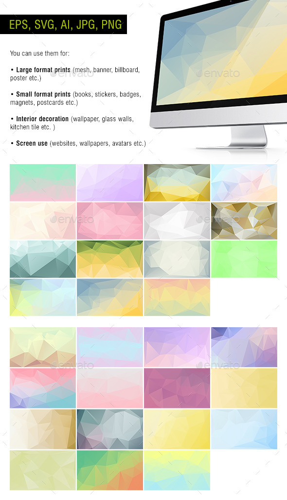 GraphicRiver Polygon Backgrounds Pastel Pack of 30 10653531 GraphicRiver Polygon Backgrounds Pastel Pack of 30 10653531