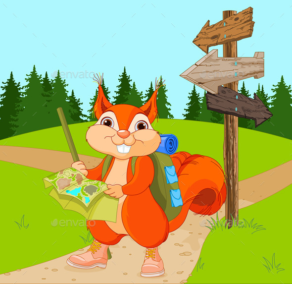 GraphicRiver Traveler Squirrel Follows the Route 10653952 GraphicRiver Traveler Squirrel Follows the Route 10653952