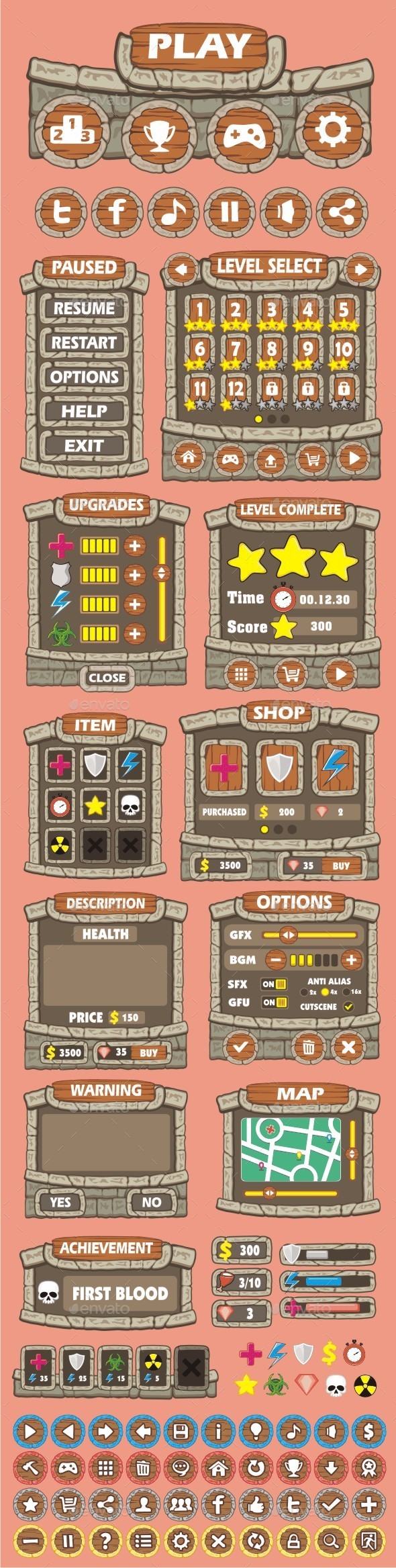 GraphicRiver cartoon game gui pack 16 10654684 GraphicRiver cartoon game gui pack 16 10654684