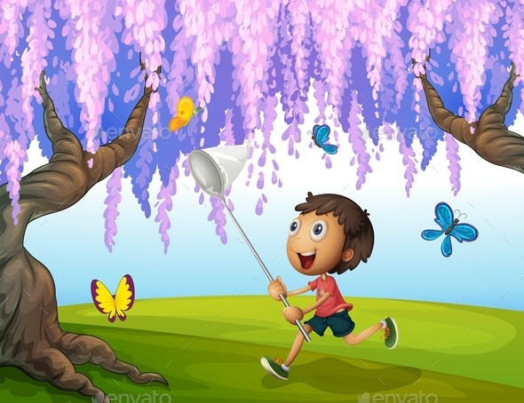 GraphicRiver Catching Butterflies in Park 10654889 GraphicRiver Catching Butterflies in Park 10654889