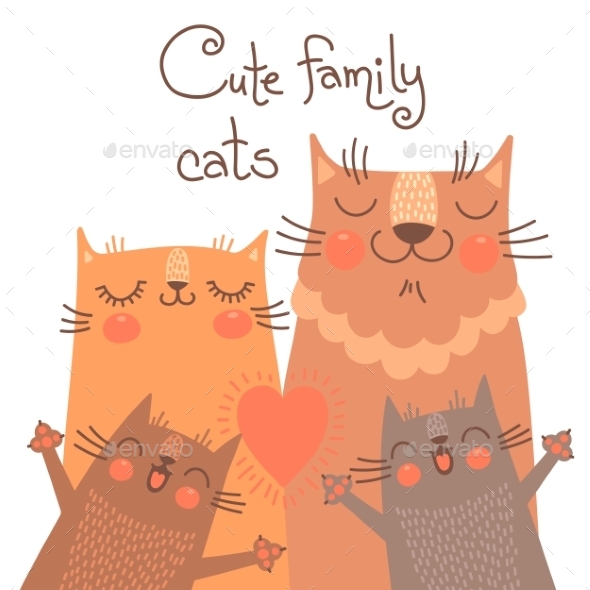 GraphicRiver Cats Family 10655671 GraphicRiver Cats Family 10655671