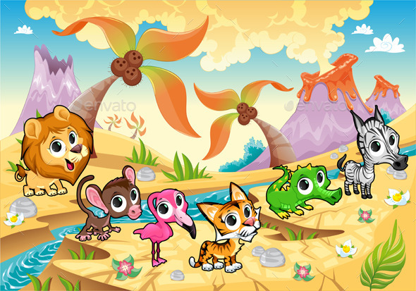 GraphicRiver Landscape with Animals 10656296 GraphicRiver Landscape with Animals 10656296