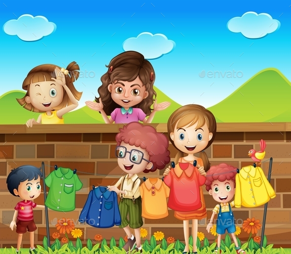 GraphicRiver Children doing Laundry 10657872 GraphicRiver Children doing Laundry 10657872