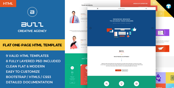 Buzz - Flat Responsive Onepage HTML Site Template - Portfolio Creative