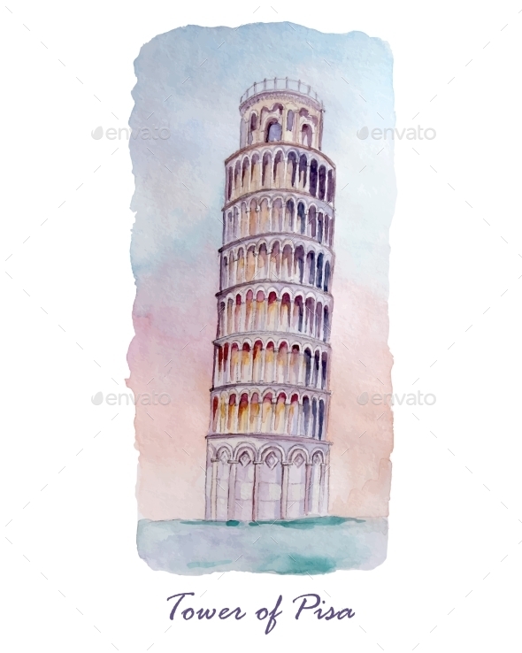 GraphicRiver Tower of Pizza Watercolor 10658696 GraphicRiver Tower of Pizza Watercolor 10658696