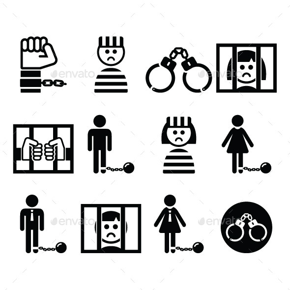 GraphicRiver Prisoner and Crime Icons Set 10658898 GraphicRiver Prisoner and Crime Icons Set 10658898